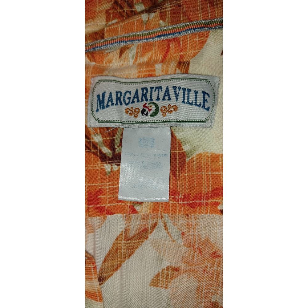 VTG Jimmy Buffet Tropical Floral Cabana Button Up Shirt Mens XL Orange and White - Picture 5 of 6